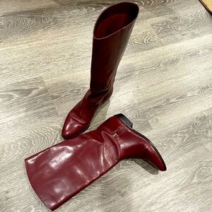 Etienne Aigner Burgundy Leather Riding Boots 7948 Size 9(runs small)